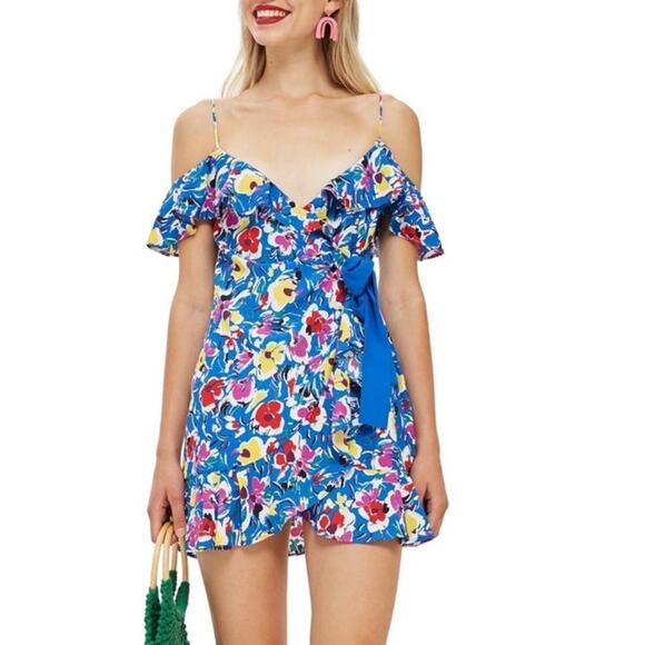 Summer Floral Wrap Sundress‎ TopShop 8 - Picture 1 of 4